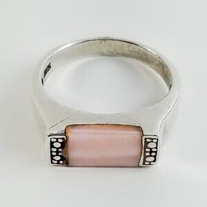 Pink Mother of Pearl Ring - Chunky MOP Ring - Rectangle Stone Ring